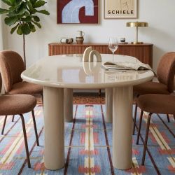 Table de séjour NORI laquée brillante beige 200cm