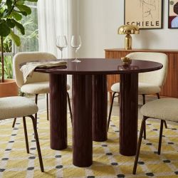 Table de séjour ronde NORI laquée brillante marron 120cm