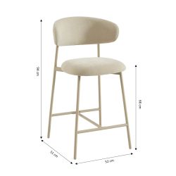 Lot de 2 tabourets GALLY tissu beige et pied métal beige