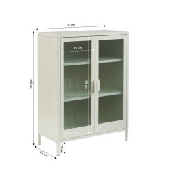 Buffet PANTONE beige sable portes en verre cannelé 75cm