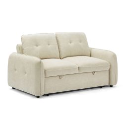 Canapé droit IMPA convertible tissu beige 2 places