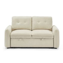 Canapé droit IMPA convertible tissu beige 2 places