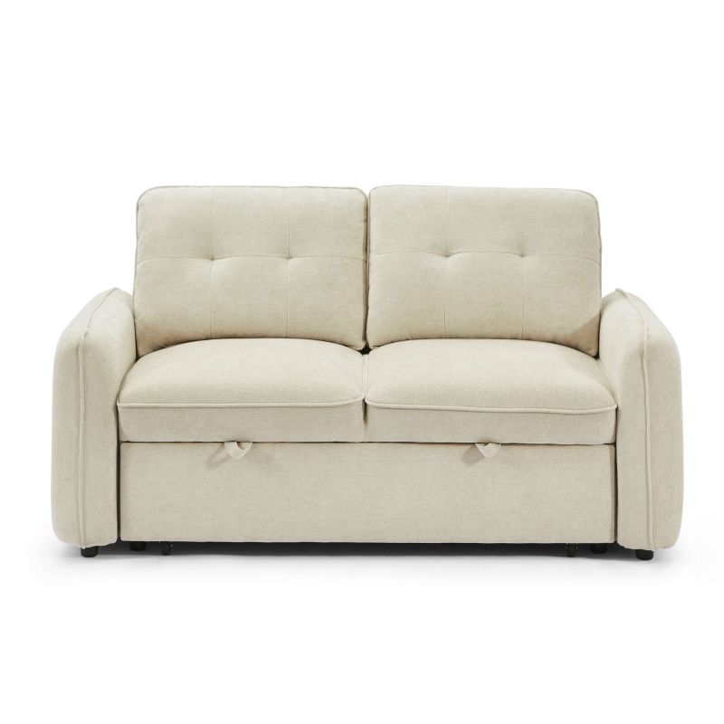 Canapé droit IMPA convertible tissu beige 2 places