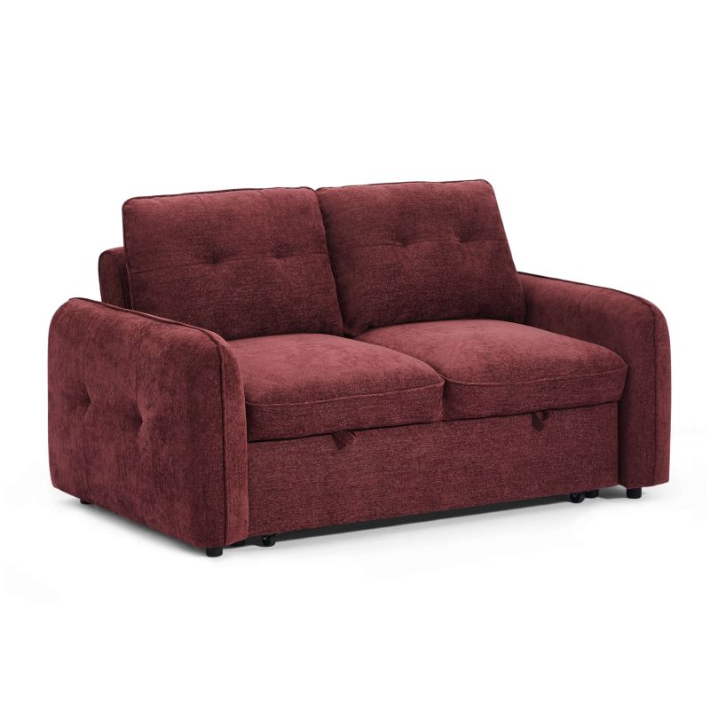 Canapé droit IMPA convertible tissu rouge 2 places