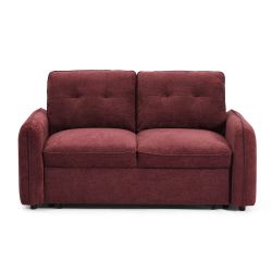 Canapé droit IMPA convertible tissu rouge 2 places