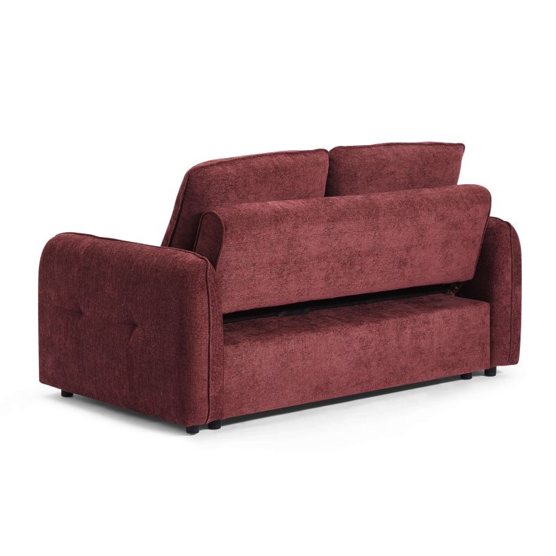 Canapé droit IMPA convertible tissu rouge 2 places