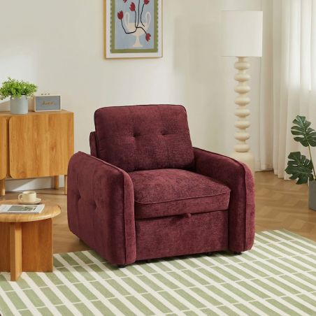 Fauteuil IMPA convertible tissu rouge 1 place