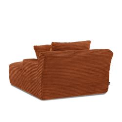 Canapé droit profond fixe et compressé KENEDY 1 place velours côtelé terracotta