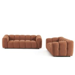 Canapé SUNNY 3 places tissu tweed terracotta