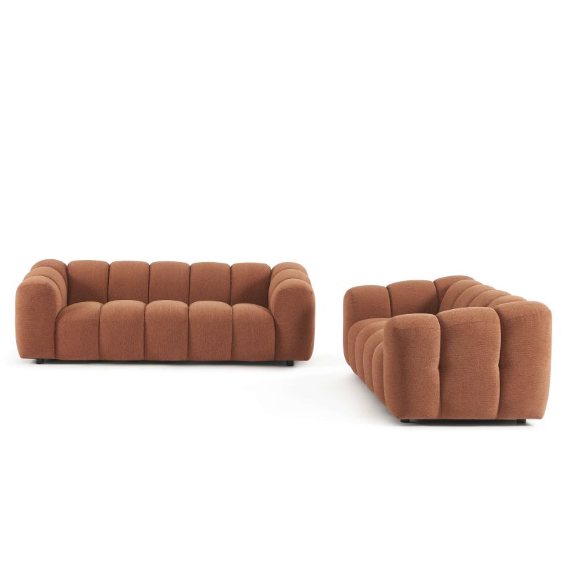 Canapé SUNNY 3 places tissu tweed terracotta