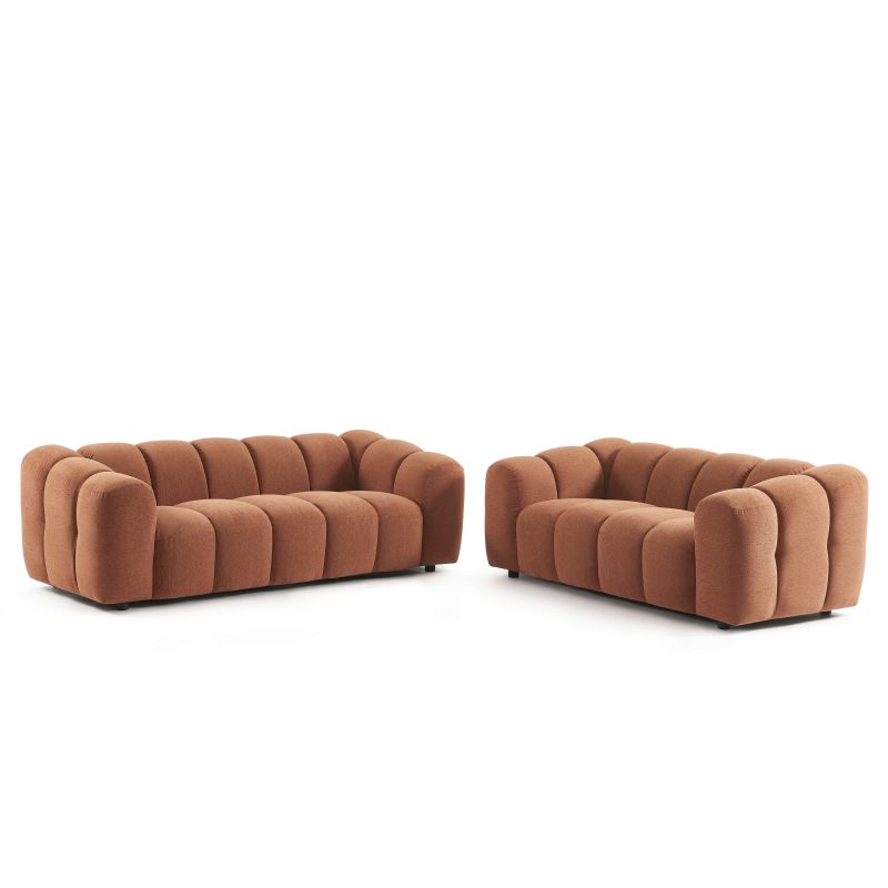 Canapé SUNNY 3 places tissu tweed terracotta