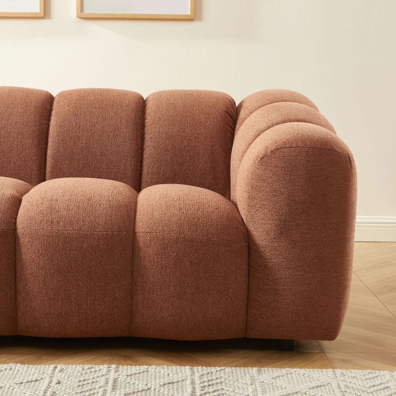 Canapé SUNNY 3 places tissu tweed terracotta