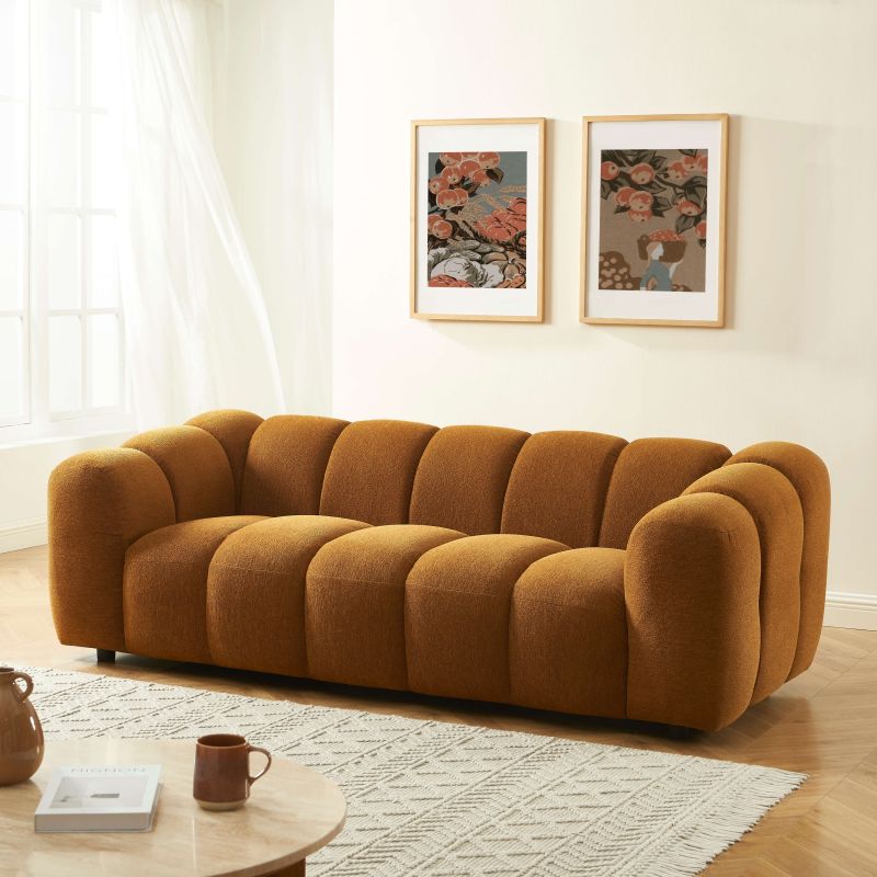 Canapé SUNNY 3 places tissu tweed bronze