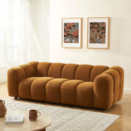 Canapé SUNNY 3 places tissu tweed bronze