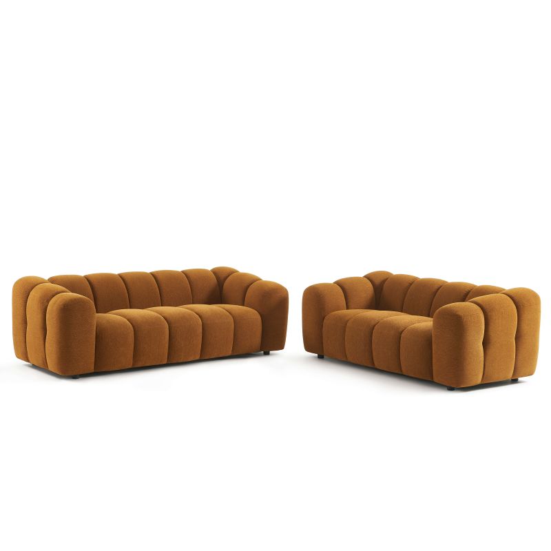 Canapé SUNNY 3 places tissu tweed bronze