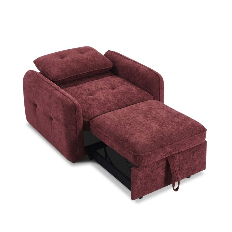 Fauteuil convertible IMPA 1 place tissu chenille rouge