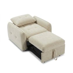 Fauteuil convertible IMPA 1 place tissu chenille beige