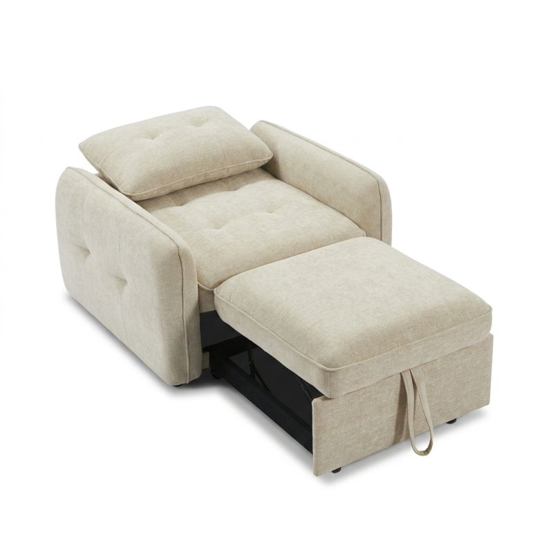 Fauteuil convertible IMPA 1 place tissu chenille beige