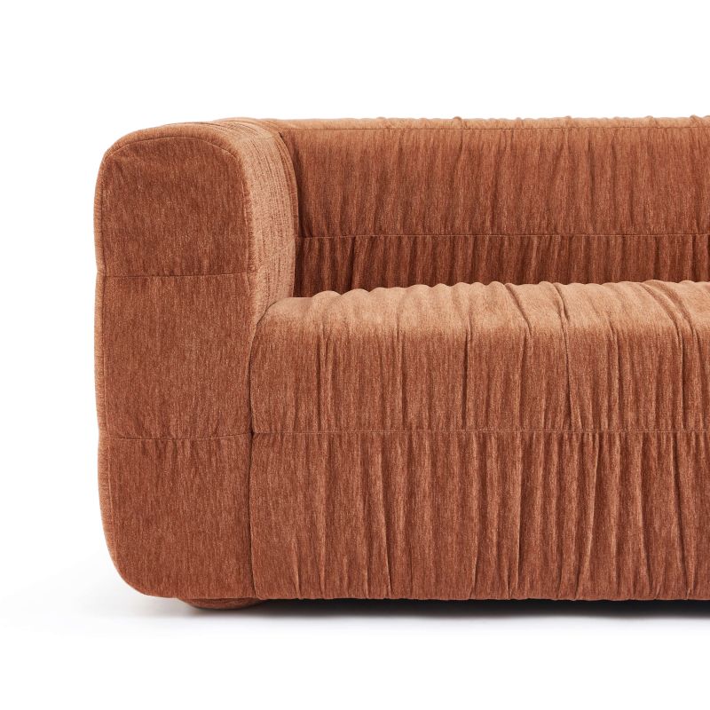 Canapé MARNI 3 places velours plissé épais terracotta