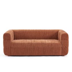Canapé MARNI 3 places velours plissé épais terracotta