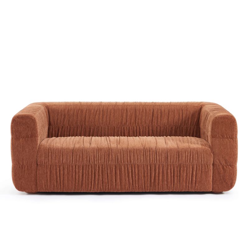 Canapé MARNI 3 places velours plissé épais terracotta