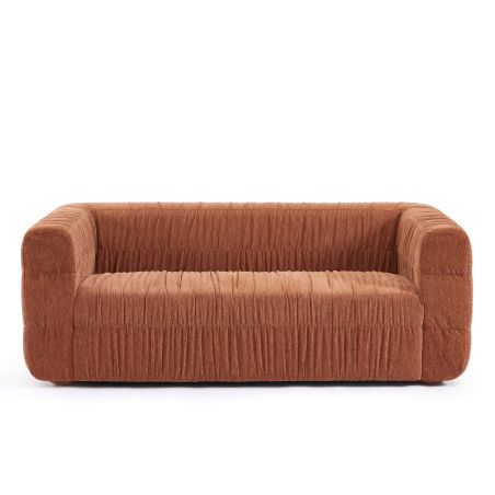 Canapé MARNI 3 places velours plissé épais terracotta