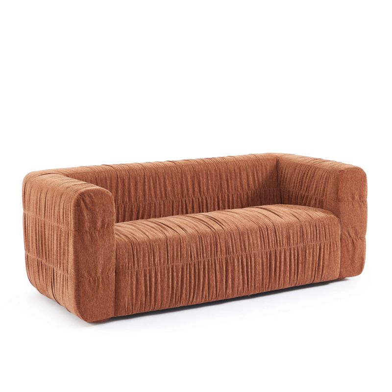 Canapé MARNI 3 places velours plissé épais terracotta