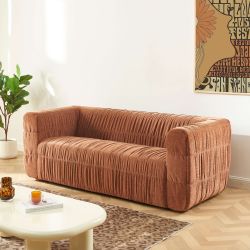Canapé MARNI 3 places velours plissé épais terracotta
