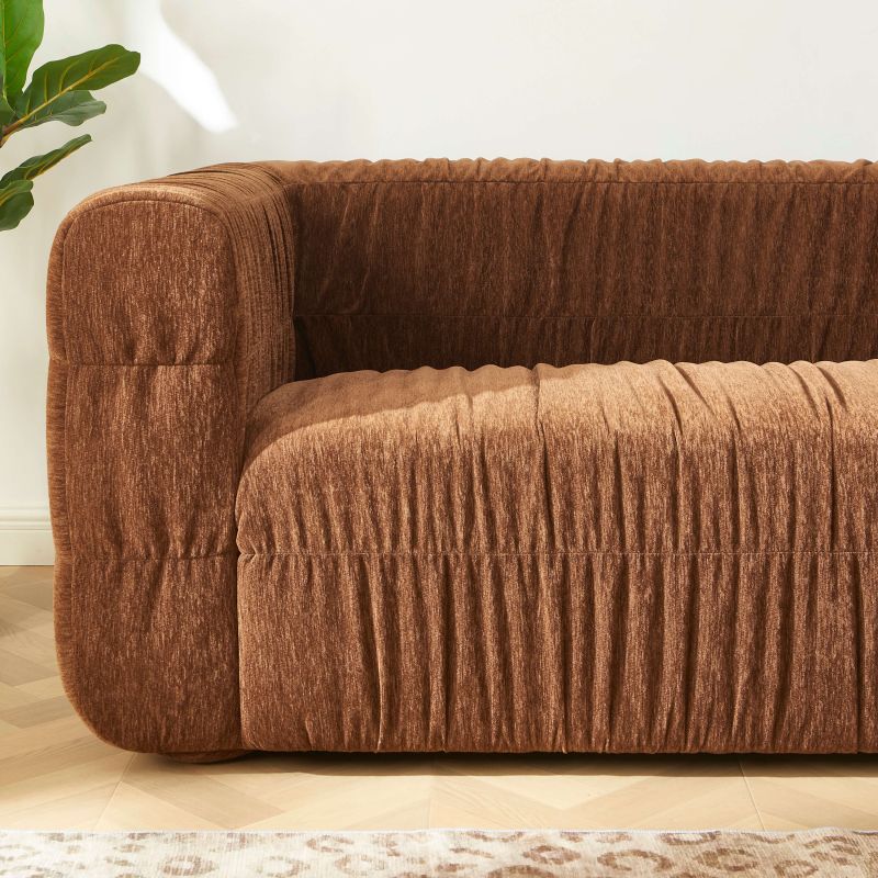 Canapé MARNI 3 places velours plissé épais marron