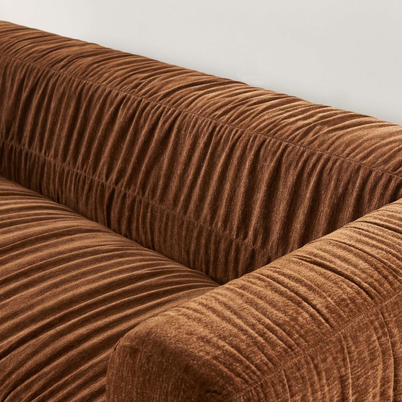 Canapé MARNI 3 places velours plissé épais marron