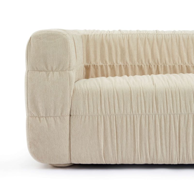 Canapé MARNI 3 places velours plissé épais beige