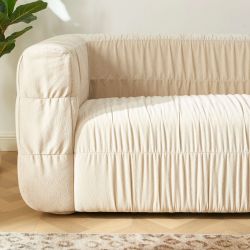 Canapé MARNI 3 places velours plissé épais beige