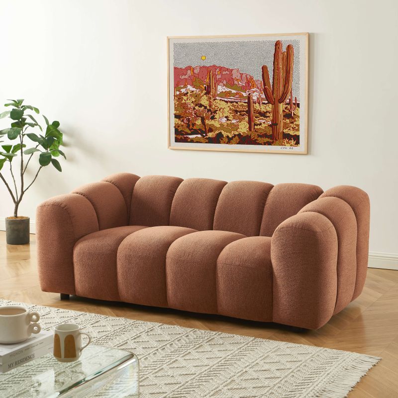 Canapé SUNNY 2 places tissu tweed terracotta