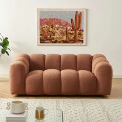 Canapé SUNNY 2 places tissu tweed terracotta
