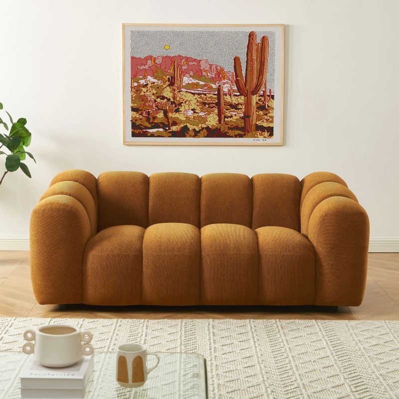 Canapé SUNNY 2 places tissu tweed bronze