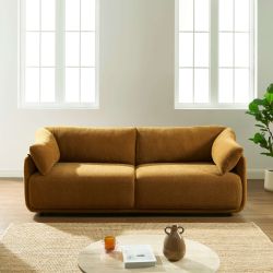 Canapé KURLY 3 places tissu chenille tramé ocre