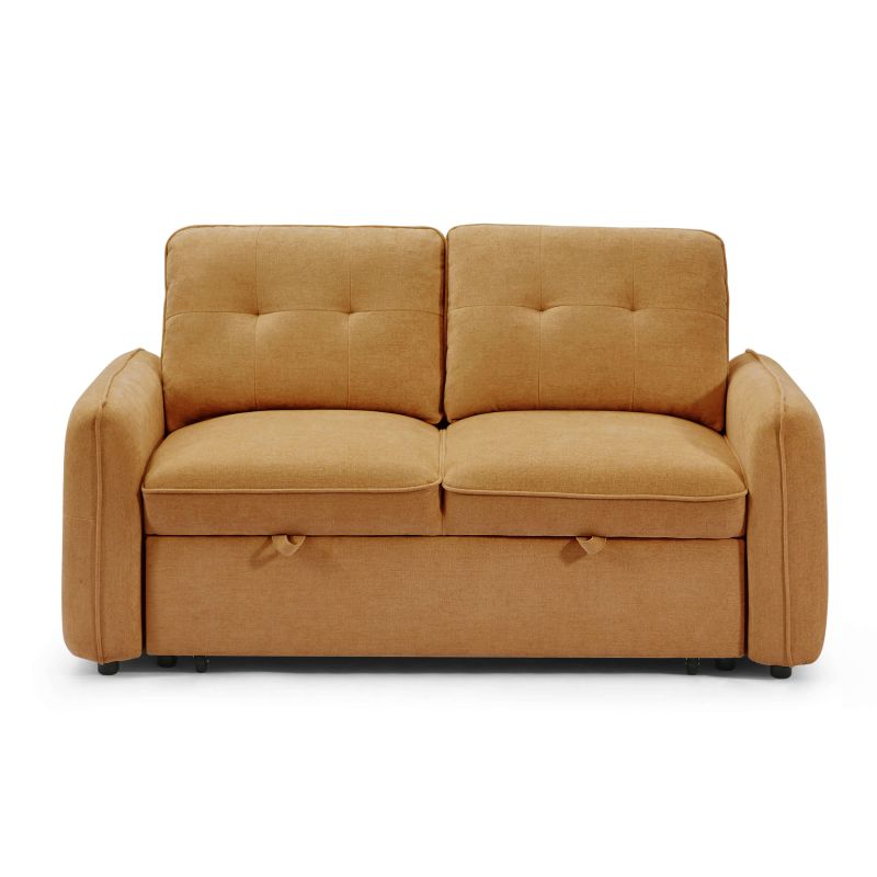 Canapé droit convertible IMPA 2 places tissu chenille orange