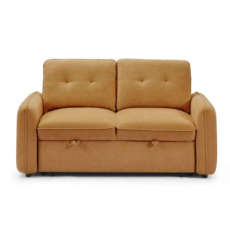 Canapé droit convertible IMPA 2 places tissu chenille orange