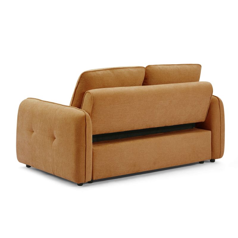 Canapé droit convertible IMPA 2 places tissu chenille orange
