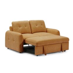 Canapé droit convertible IMPA 2 places tissu chenille orange