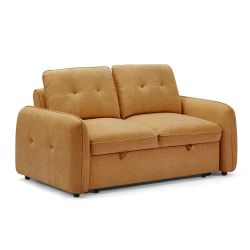 Canapé droit convertible IMPA 2 places tissu chenille orange