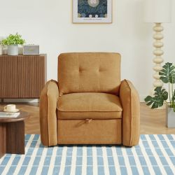 Fauteuil convertible IMPA 1 place tissu chenille orange