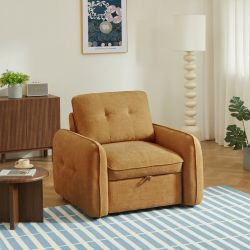 Fauteuil convertible IMPA 1 place tissu chenille orange