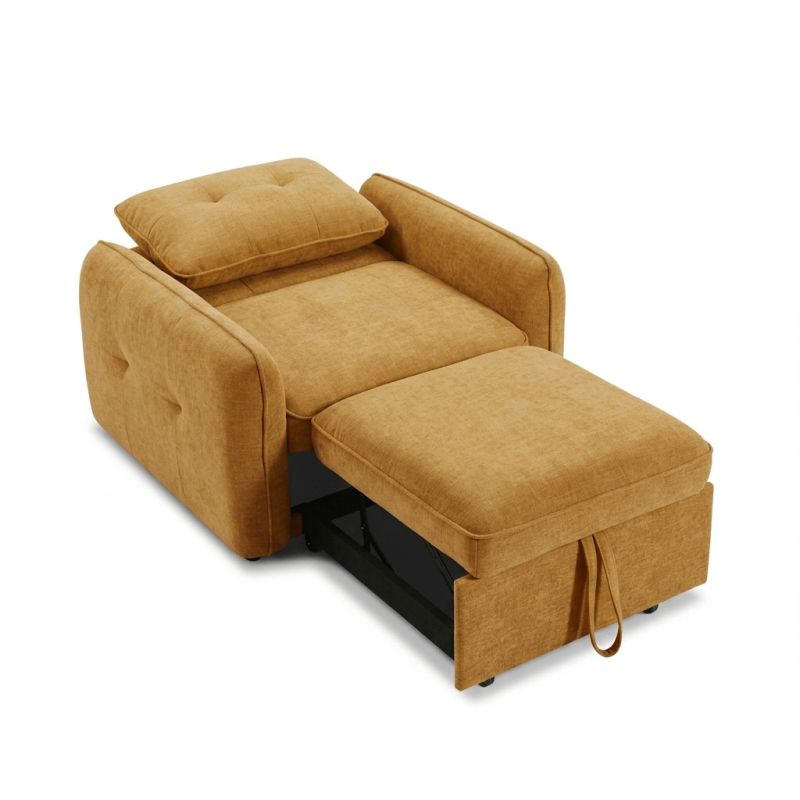 Fauteuil convertible IMPA 1 place tissu chenille orange