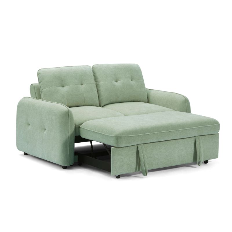 Canapé droit convertible IMPA 2 places tissu chenille vert