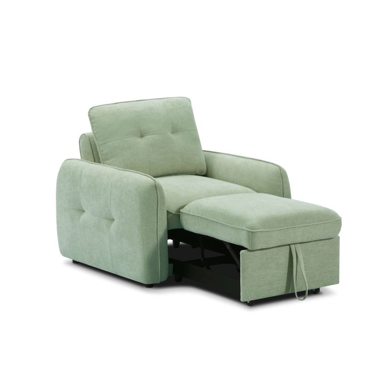 Fauteuil convertible IMPA 1 place tissu chenille vert