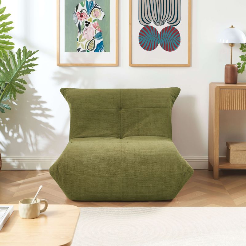 Fauteuil compressé KAIDO tissu vert 1 place