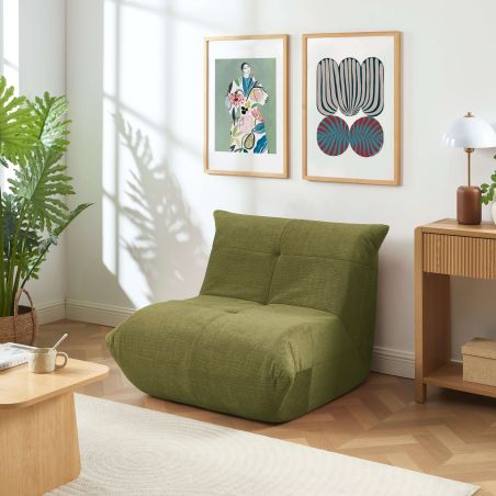 Fauteuil compressé KAIDO tissu vert 1 place