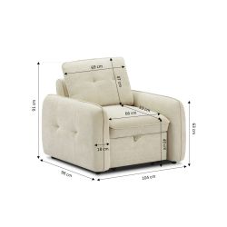 Fauteuil convertible IMPA 1 place tissu chenille beige