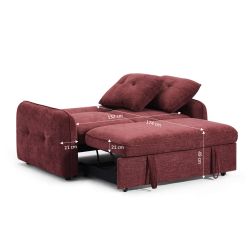 Canapé droit convertible IMPA 2 places tissu chenille rouge